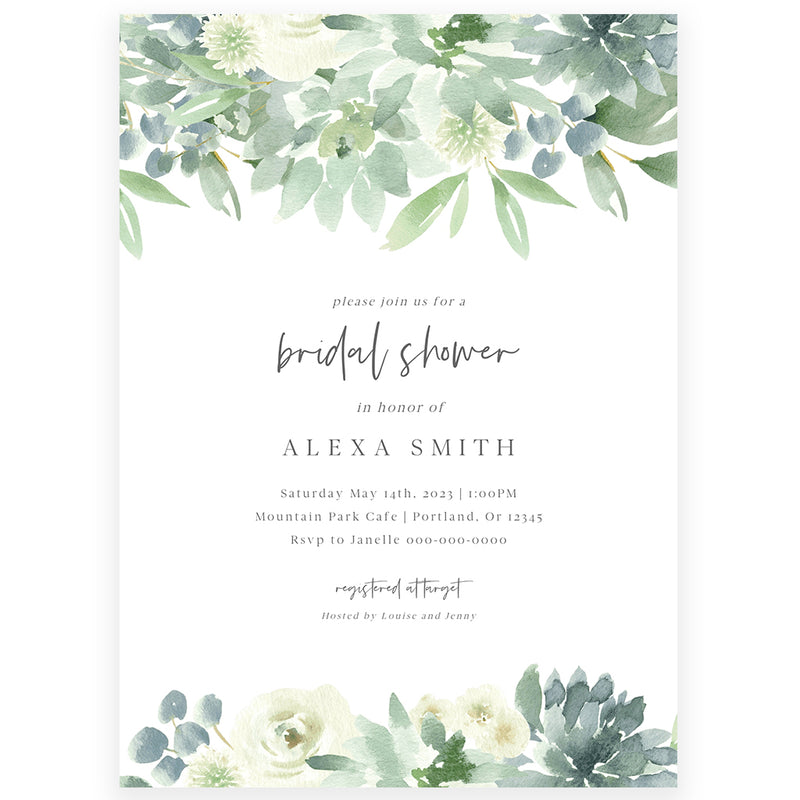 Greenery Bridal Shower Invitation | www.foreveryourprints.com