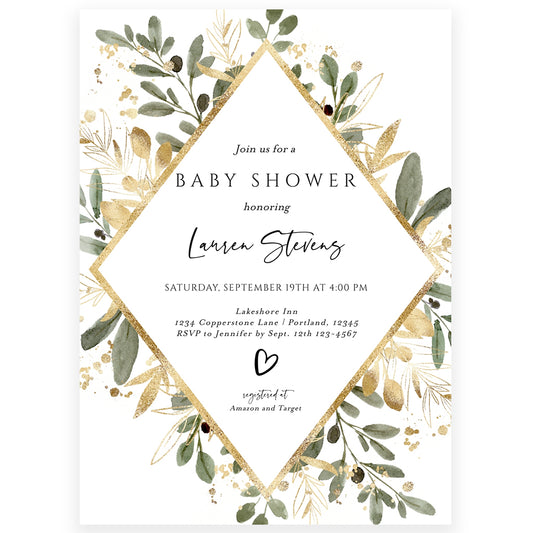 Greenery Baby Shower Invitation | www.foreveryourprints.com