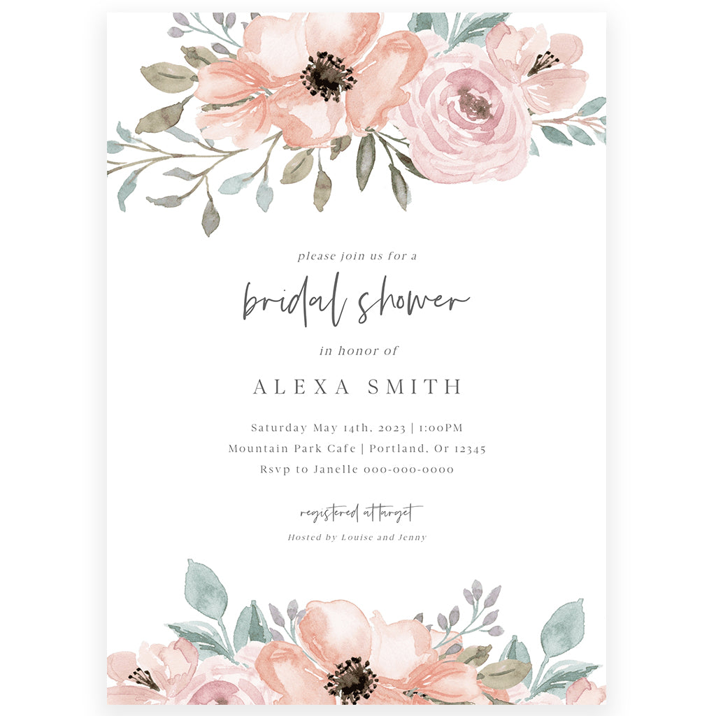 Floral Bridal Shower Invitation | www.foreveryourprints.com