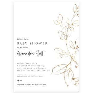 Floral Leaf Baby Shower Invitation | www.foreveryourprints.com