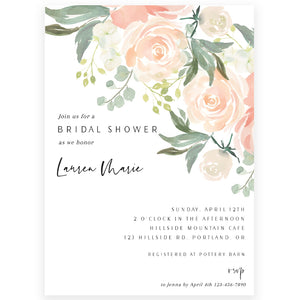 Peach Florals Bridal Shower Invitation | www.foreveryourprints.com