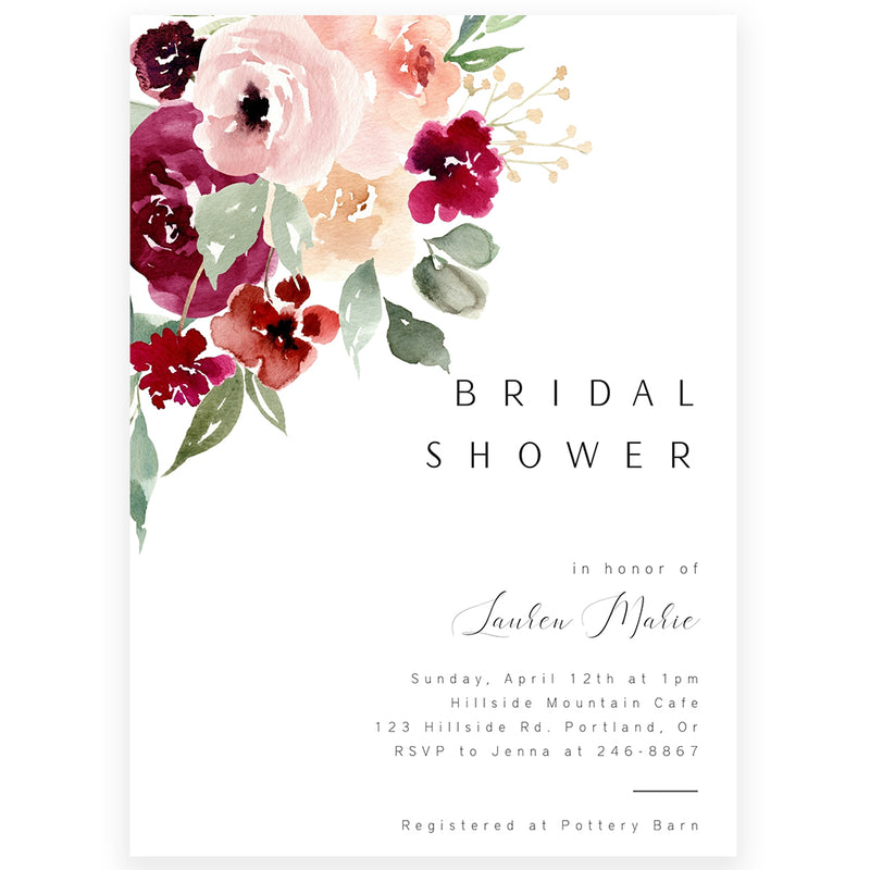 Floral Bridal Shower Invitation | www.foreveryourprints.com