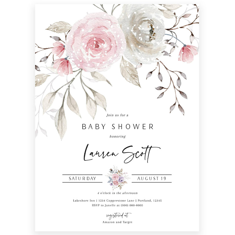 Floral Baby Shower Invitation | www.foreveryourprints.com