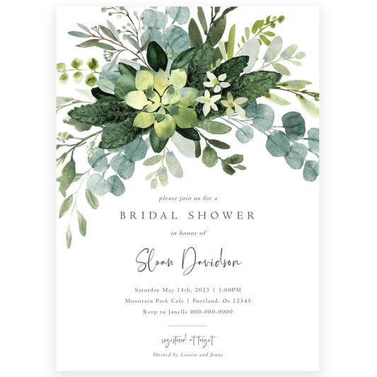 Eucalyptus Greenery Bridal Shower Invitation | www.foreveryourprints.com