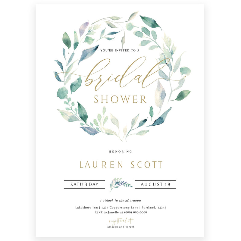 Floral Greenery Bridal Shower Invitation | www.foreveryourprints.com