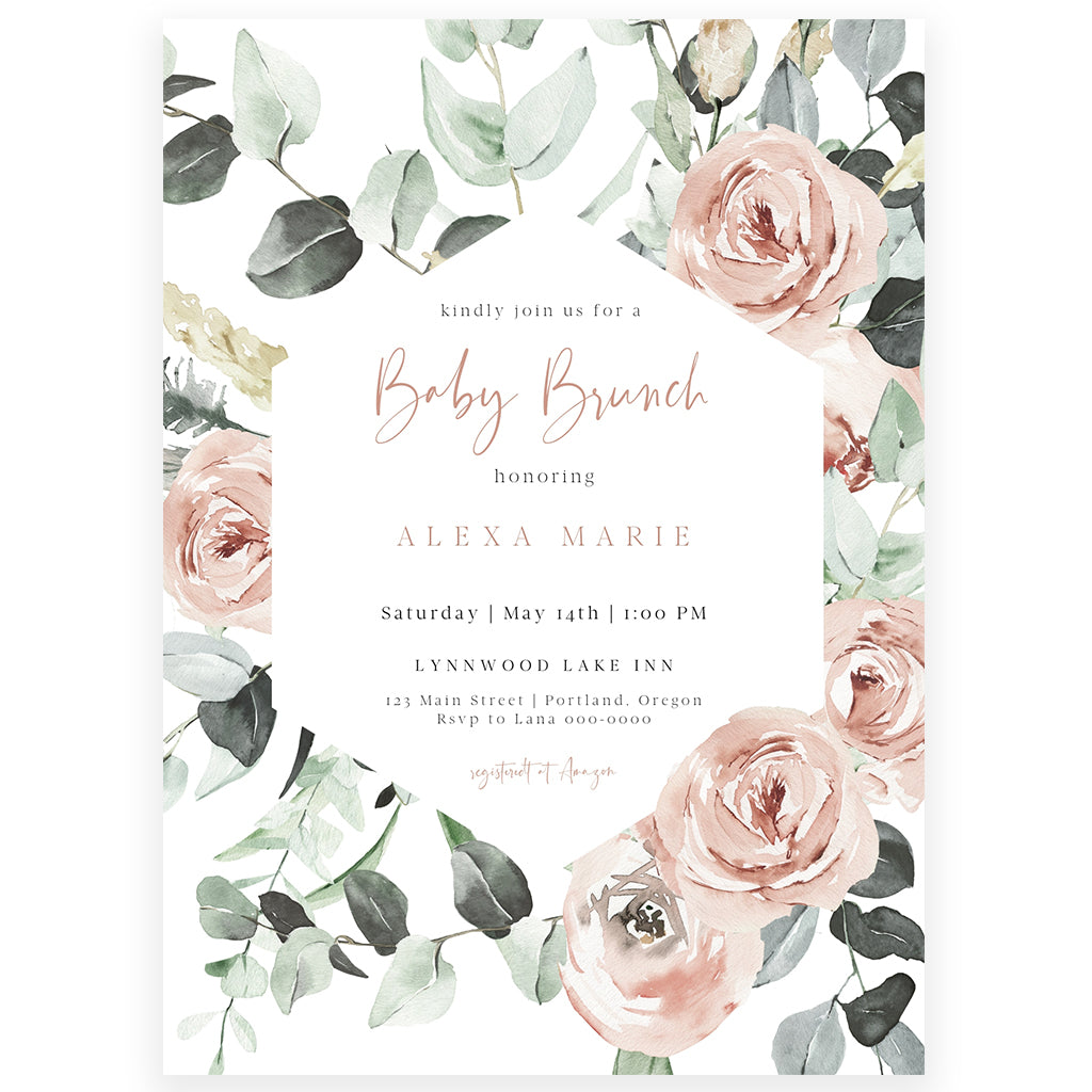 Floral Baby Brunch Invitation | www.foreveryourprints.com