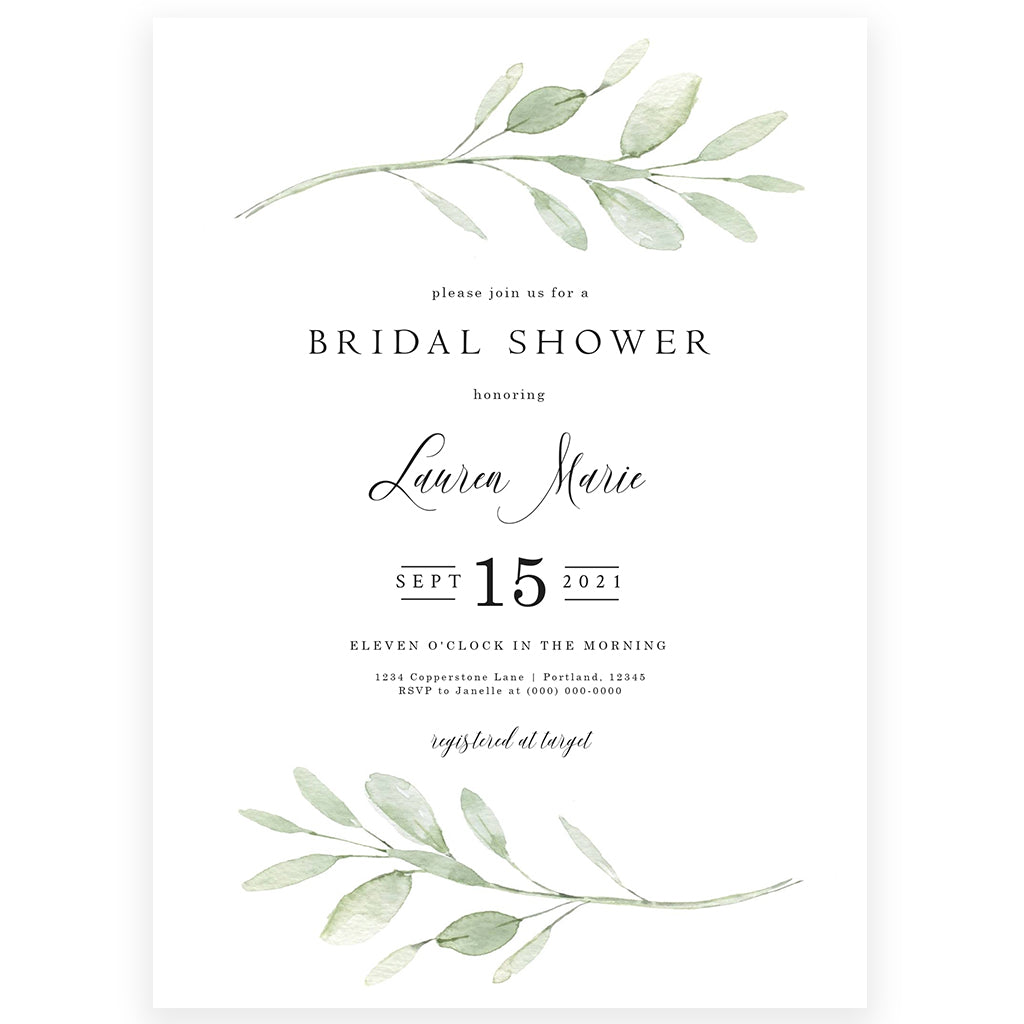 Greenery Bridal Shower Invitation | www.foreveryourprints.com