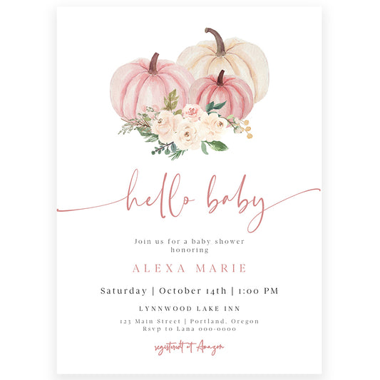 Pumpkin Baby Shower Invitation | www.foreveryourprints.com