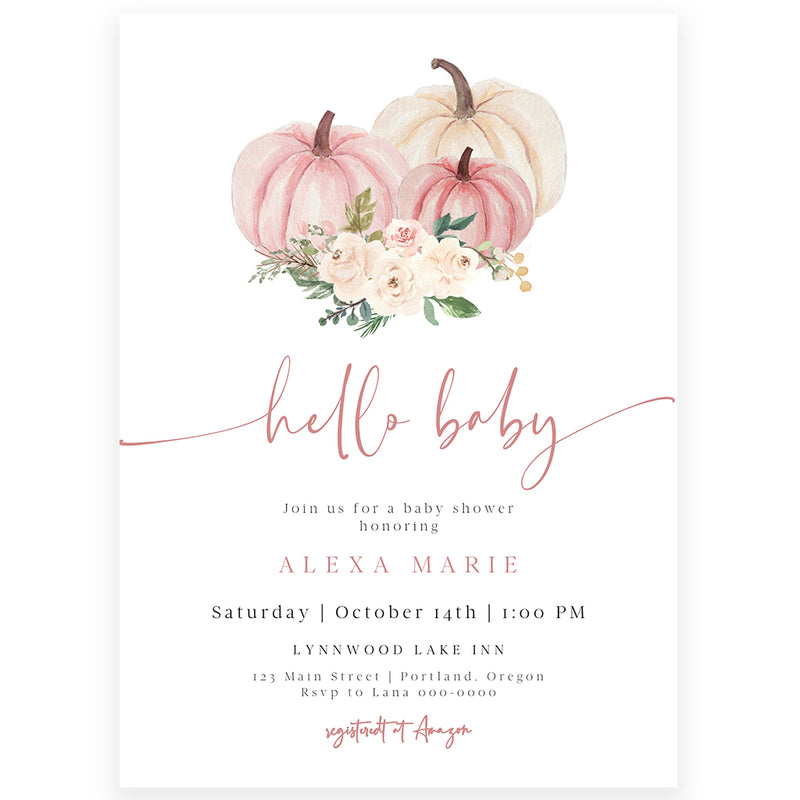 Pumpkin Baby Shower Invitation | www.foreveryourprints.com