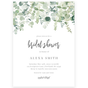 Greenery Bridal Shower Invitation | www.foreveryourprints.com