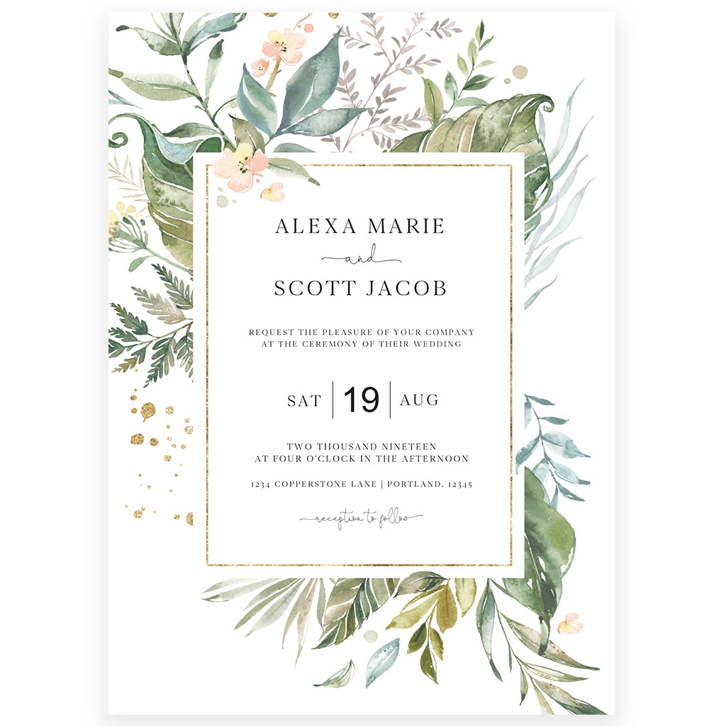 Modern Greenery Wedding Invitation | www.foreveryourprints.com