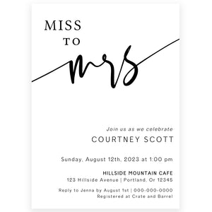 Miss to Mrs Bridal Shower Invitation | www.foreveryourprints.com