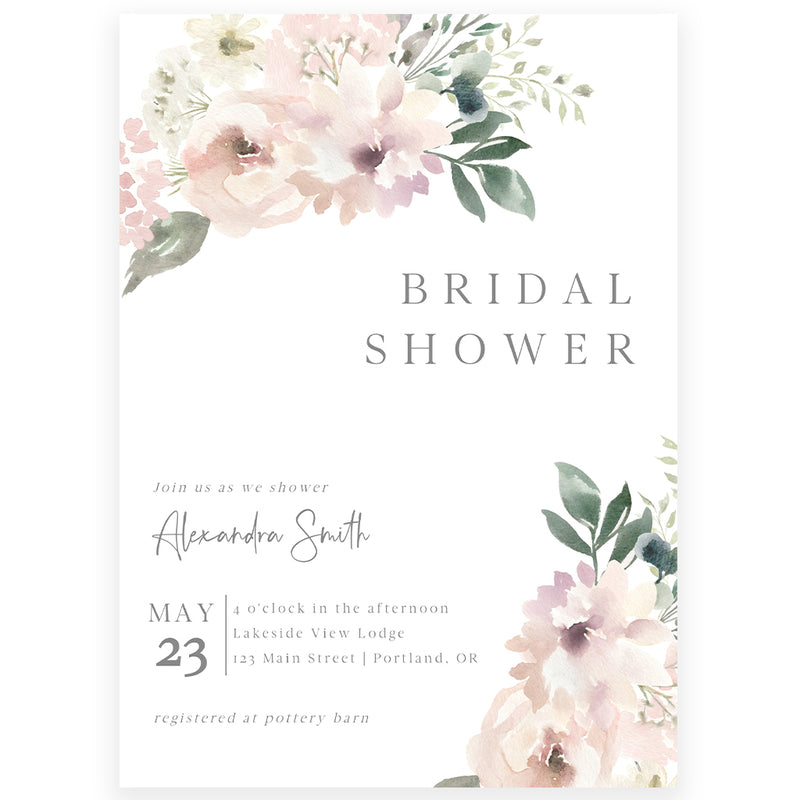 Muted Florals Bridal Shower Invitation | www.foreveryourprints.com