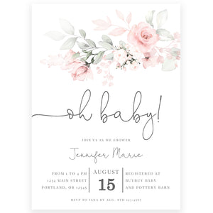 Floral Oh Baby Shower Invitation | www.foreveryourprints.com