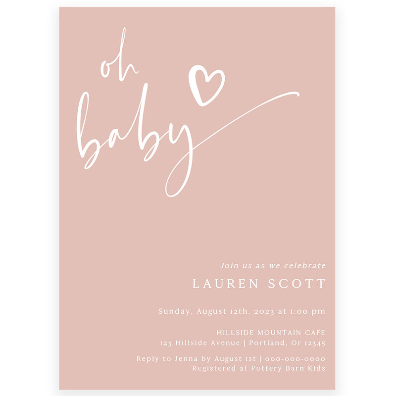 Minimalist Baby Girl Shower Invite