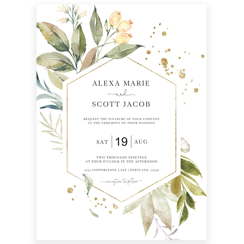 Modern Greenery Wedding Invitation | www.foreveryourprints.com