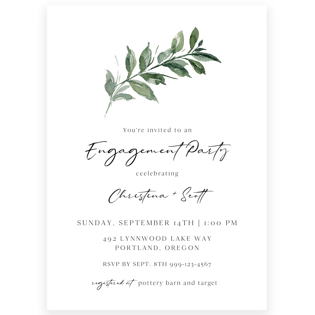 Greenery Engagement Invitation | www.foreveryourprints.com