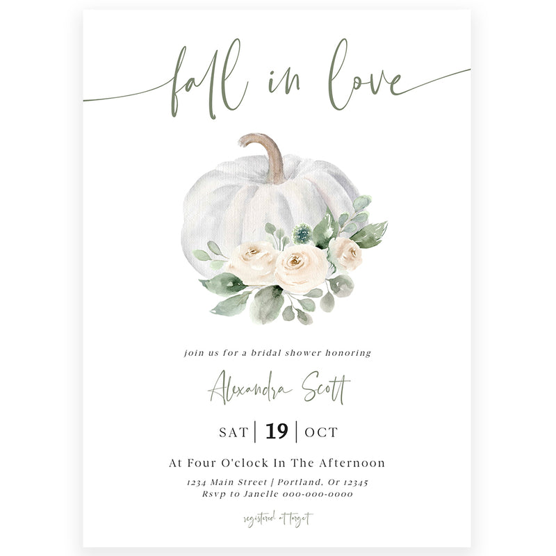 Fall In Love Bridal Shower Invitation | www.foreveryourprints.com