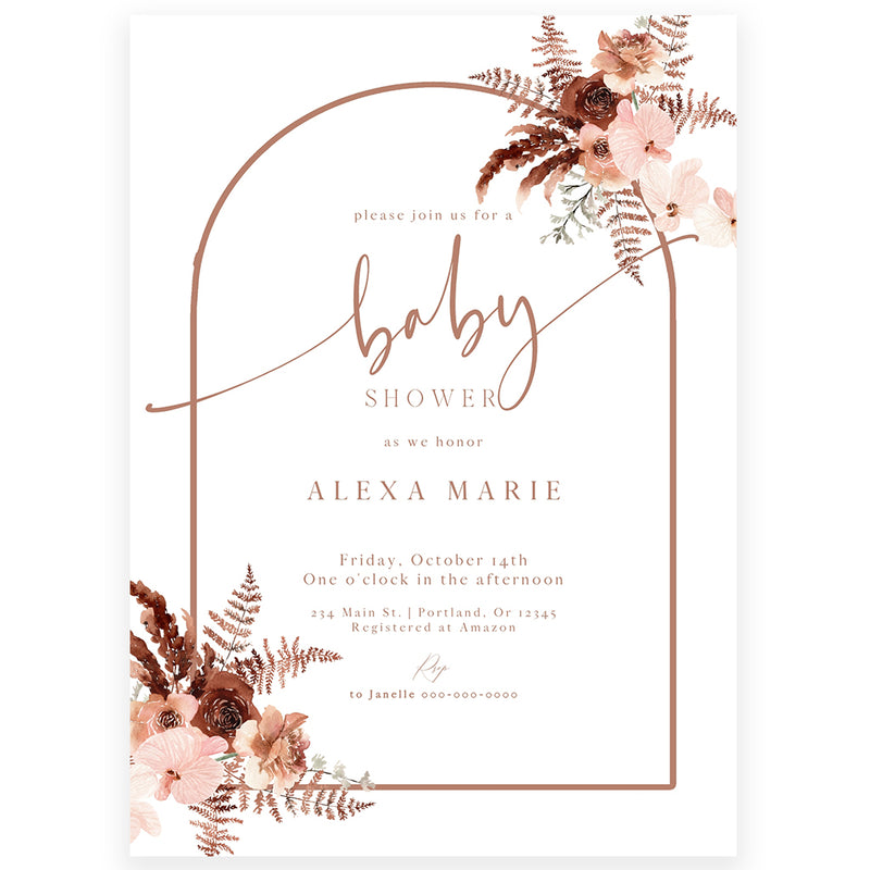 Pampas Grass Baby Shower Invitation | www.foreveryourprints.com