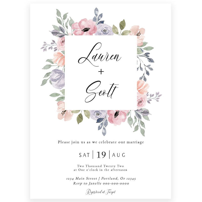 Floral Wedding Invitation | www.foreveryourprints.com