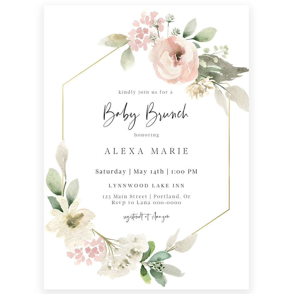 Floral Baby Brunch Invitation | www.foreveryourprints.com