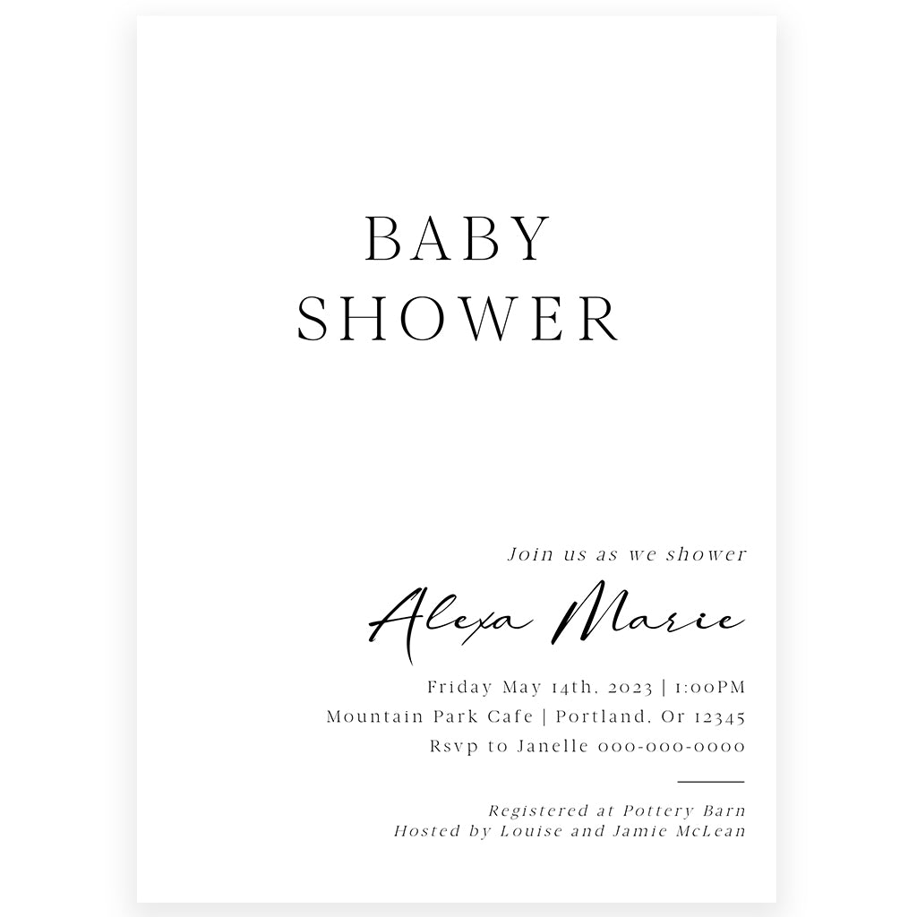 Minimalist Baby Shower Invitation