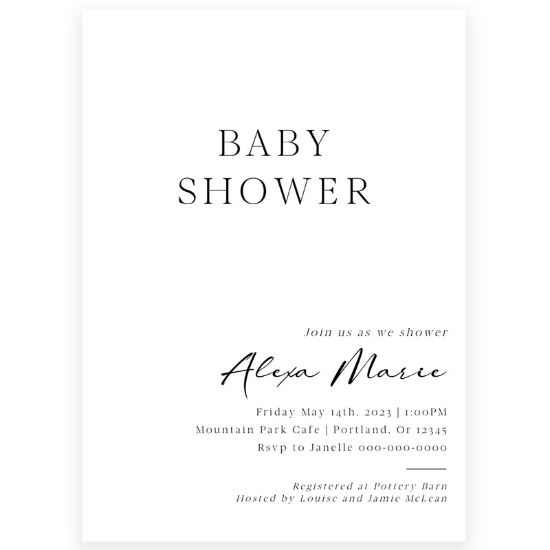Minimalist Baby Shower Invitation