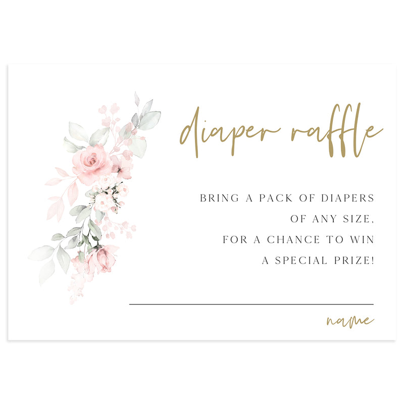 Blush Floral Diaper Raffle Card | www.foreveryourprints.com