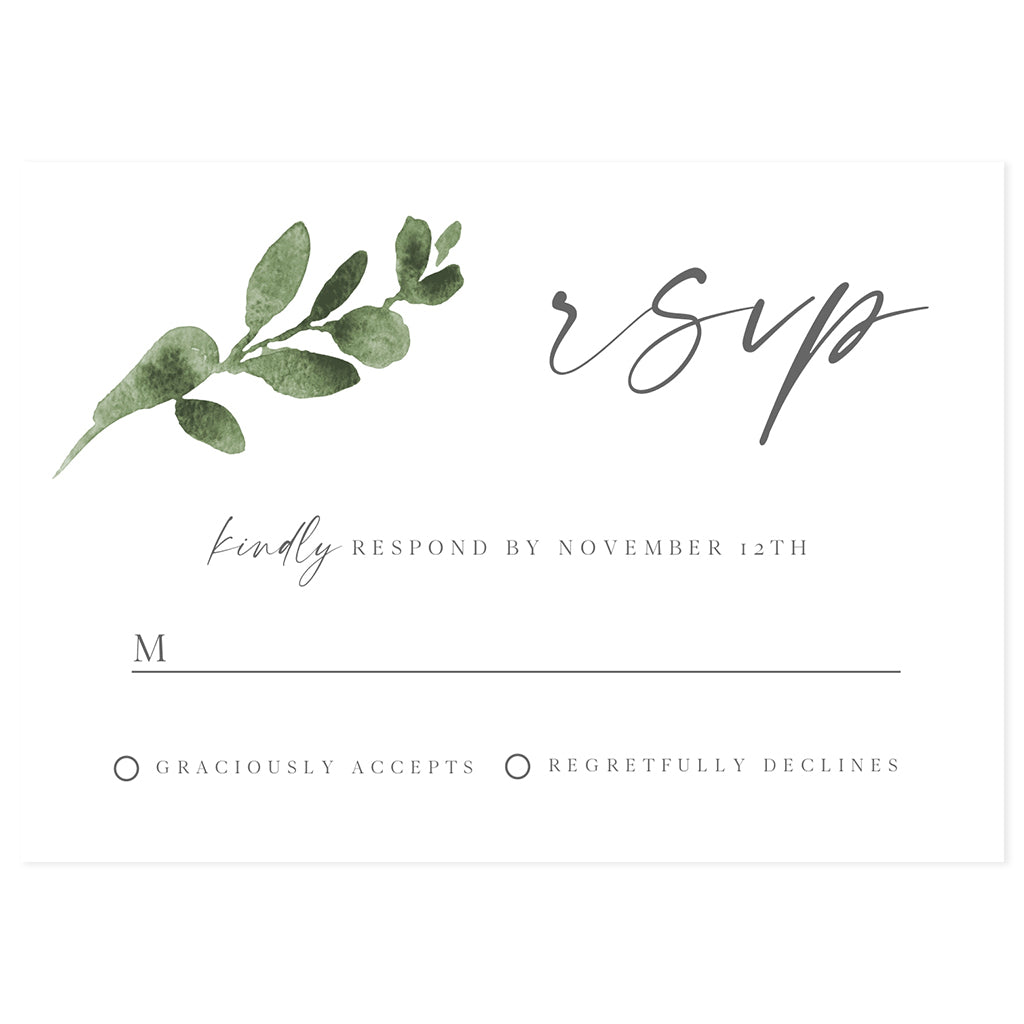 Greenery Wedding RSVP Reply Card | www.foreveryourprints.com