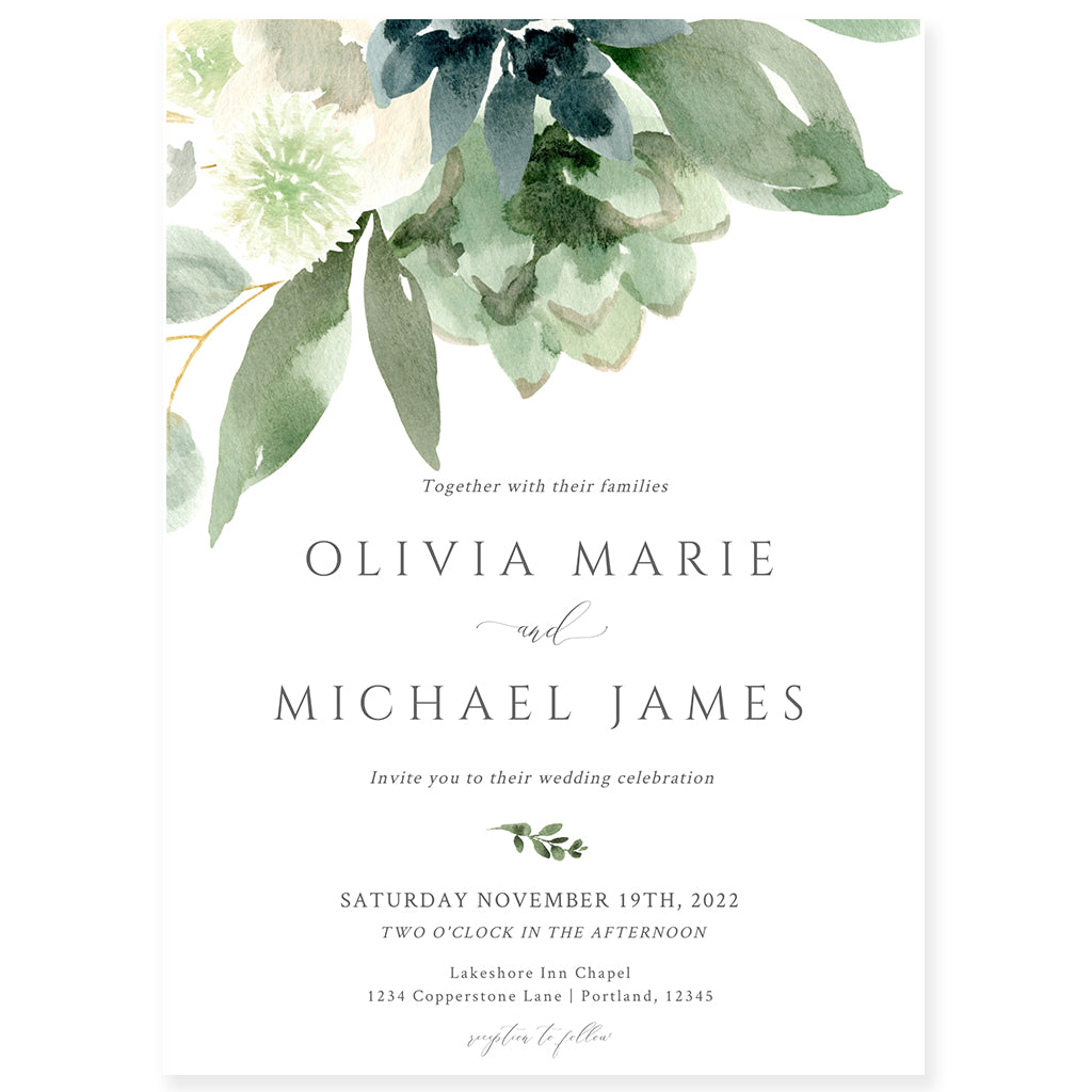 Greenery Florals Wedding Invitation | www.foreveryourprints.com