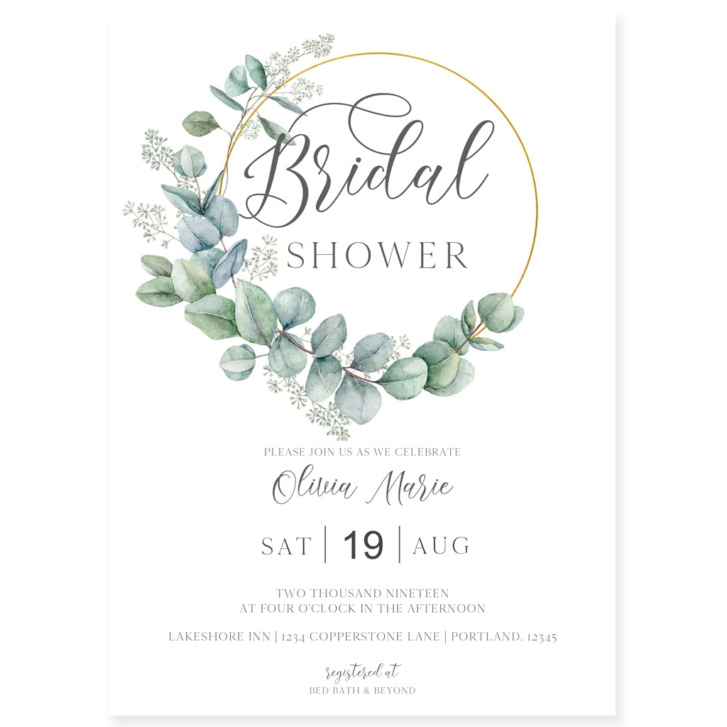 Eucalyptus Bridal Shower Invitation | www.foreveryourprints.com