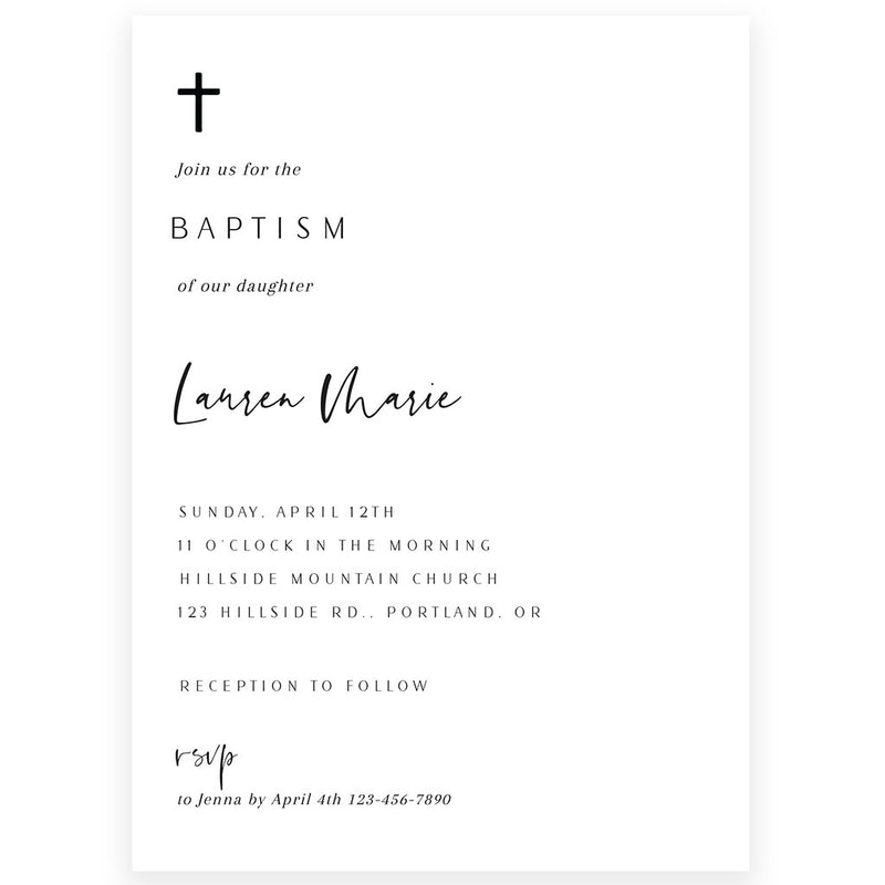 Minimalist Baptism Invitation | www.foreveryourprints.com