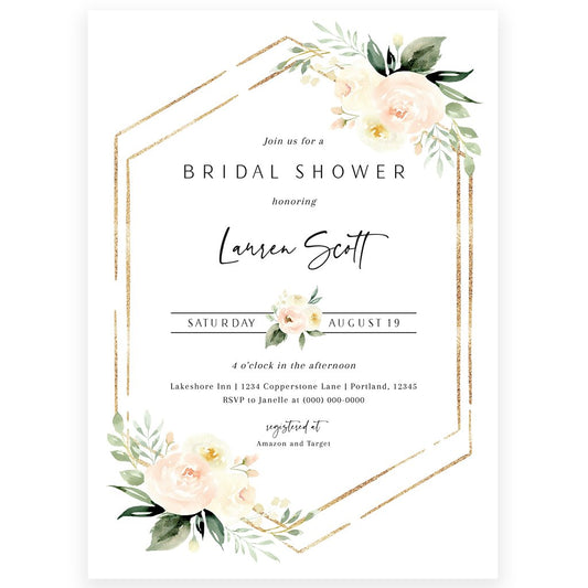 Floral Bridal Shower Invitation | www.foreveryourprints.com