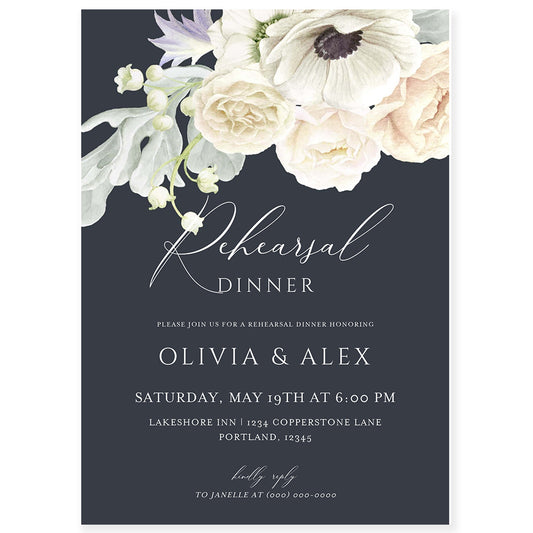 Navy Rehearsal Dinner Invitation | www.foreveryourprints.com