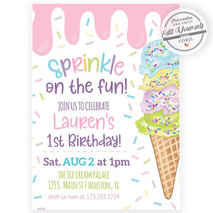 Ice Cream Invitation | www.foreveryourprints.com