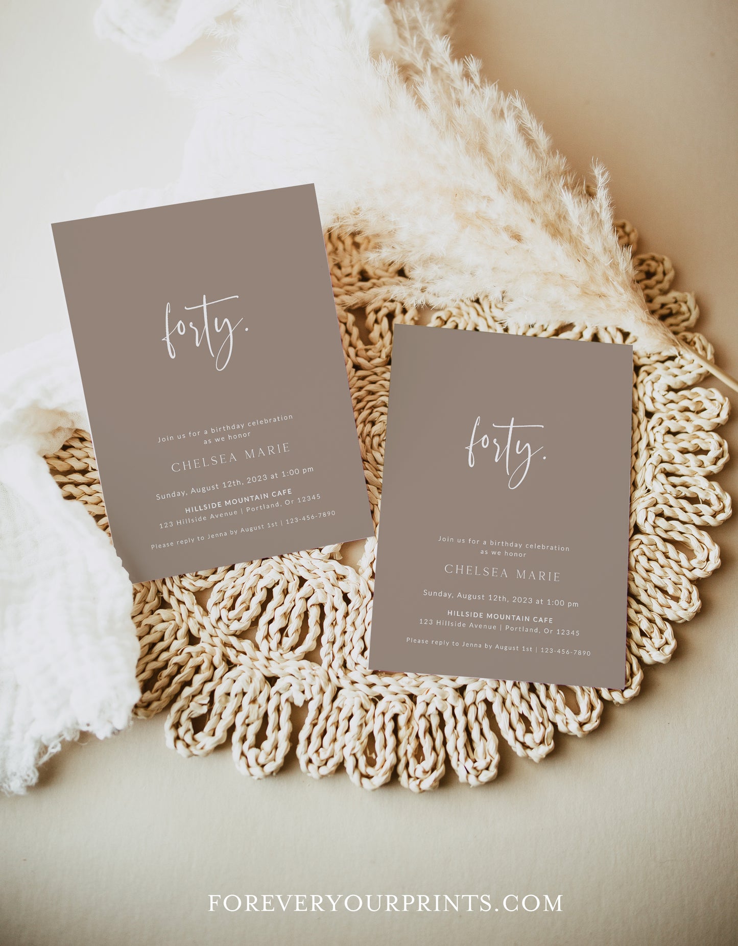 Minimalist 40th Birthday Invitation | www.foreveryourprints.com