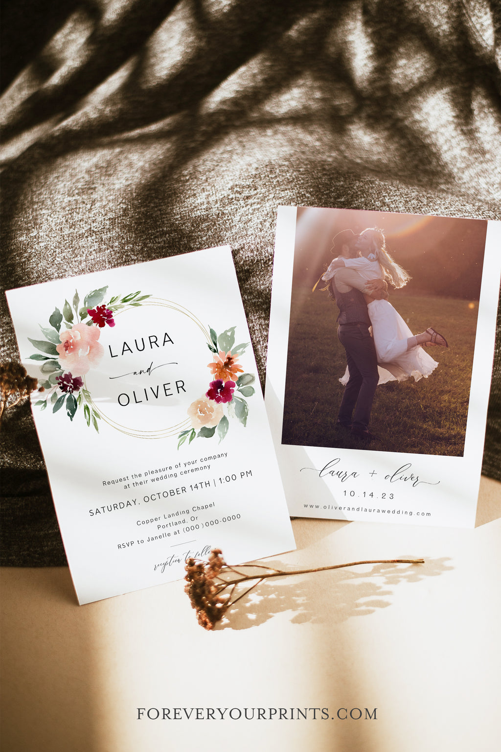 Fall Florals Wedding Invitation | www.foreveryourprints.com