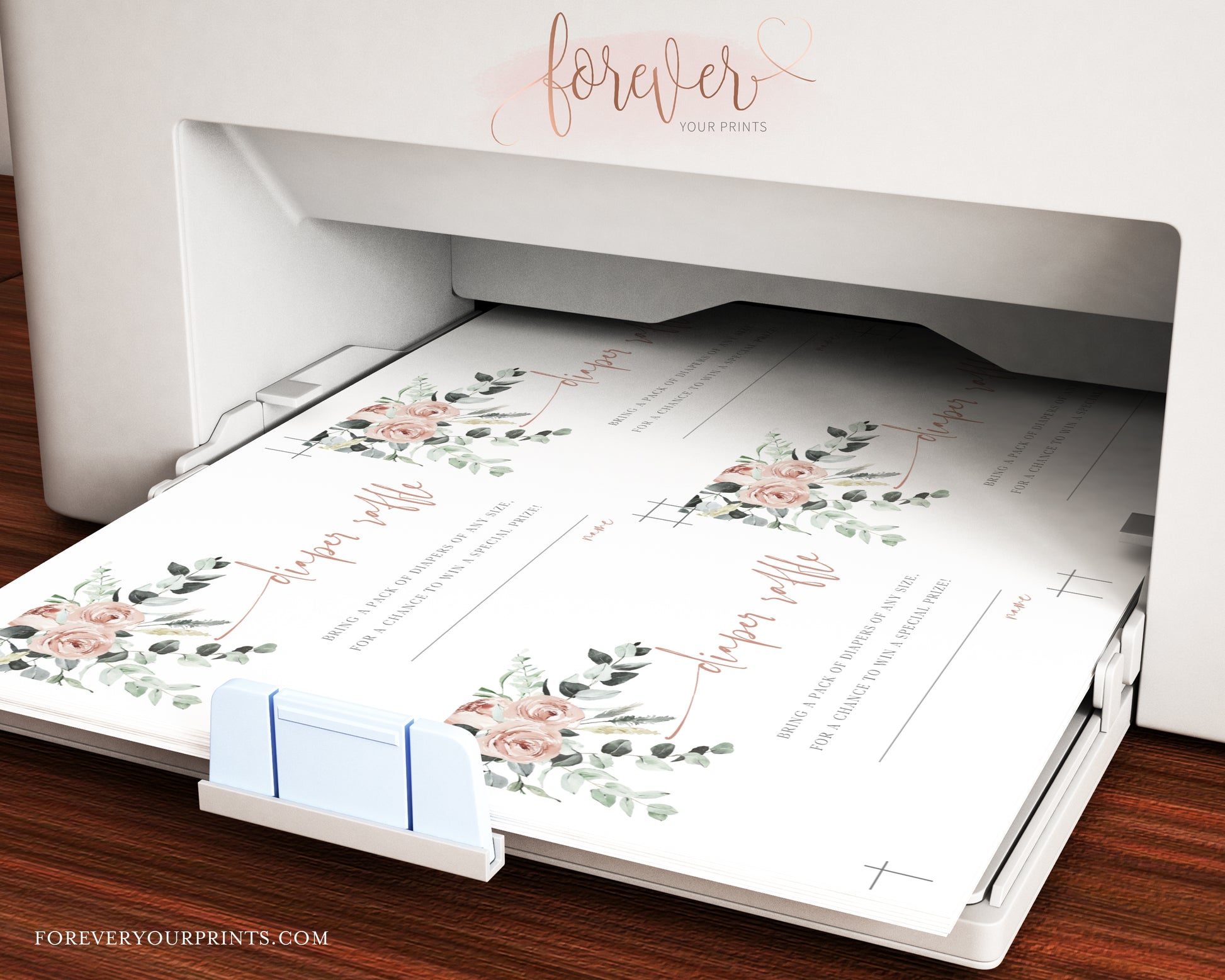 Floral Diaper Raffle Card | www.foreveryourprints.com
