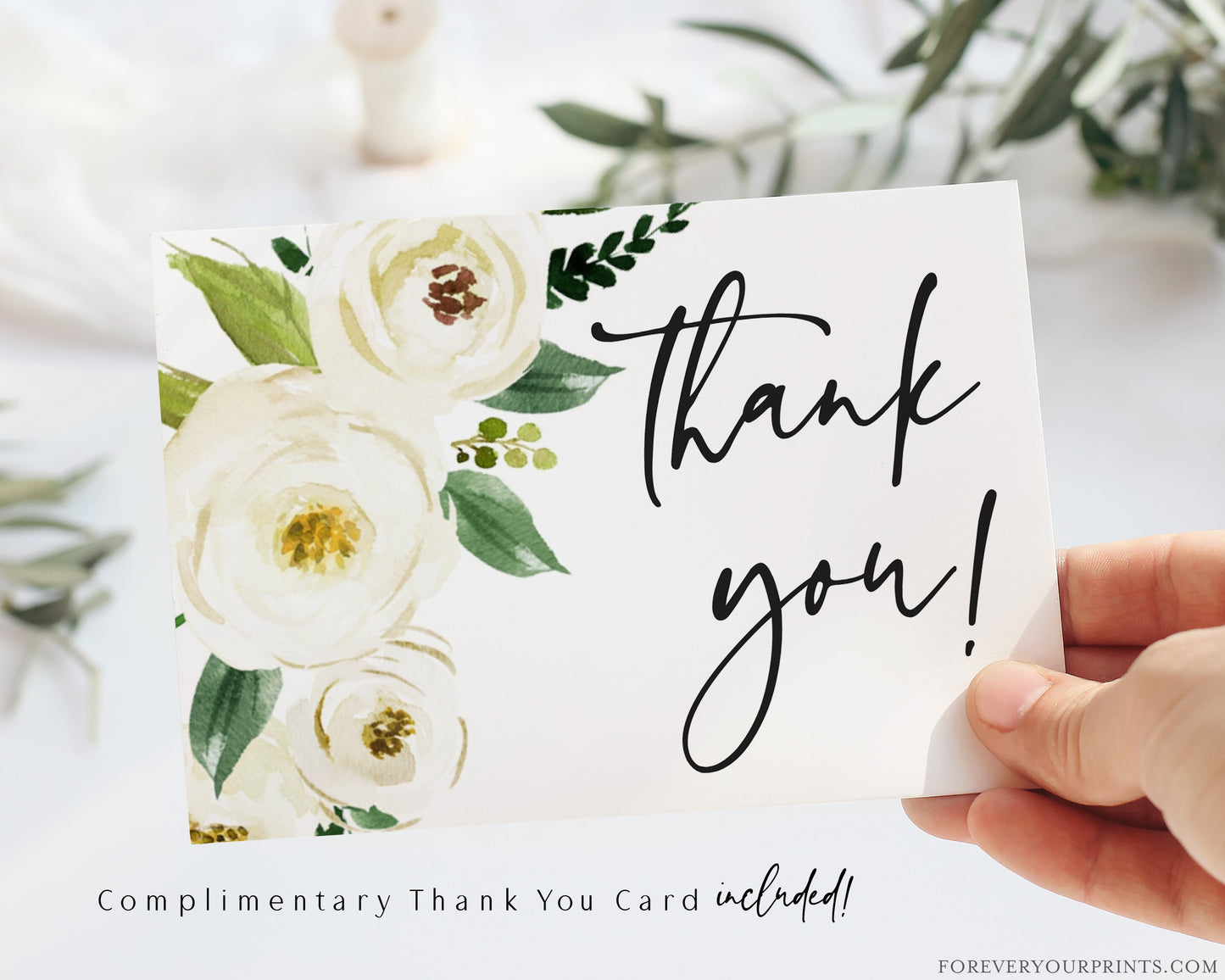 Complimentary Greenery Thank You Card | www.foreveryourprints.com