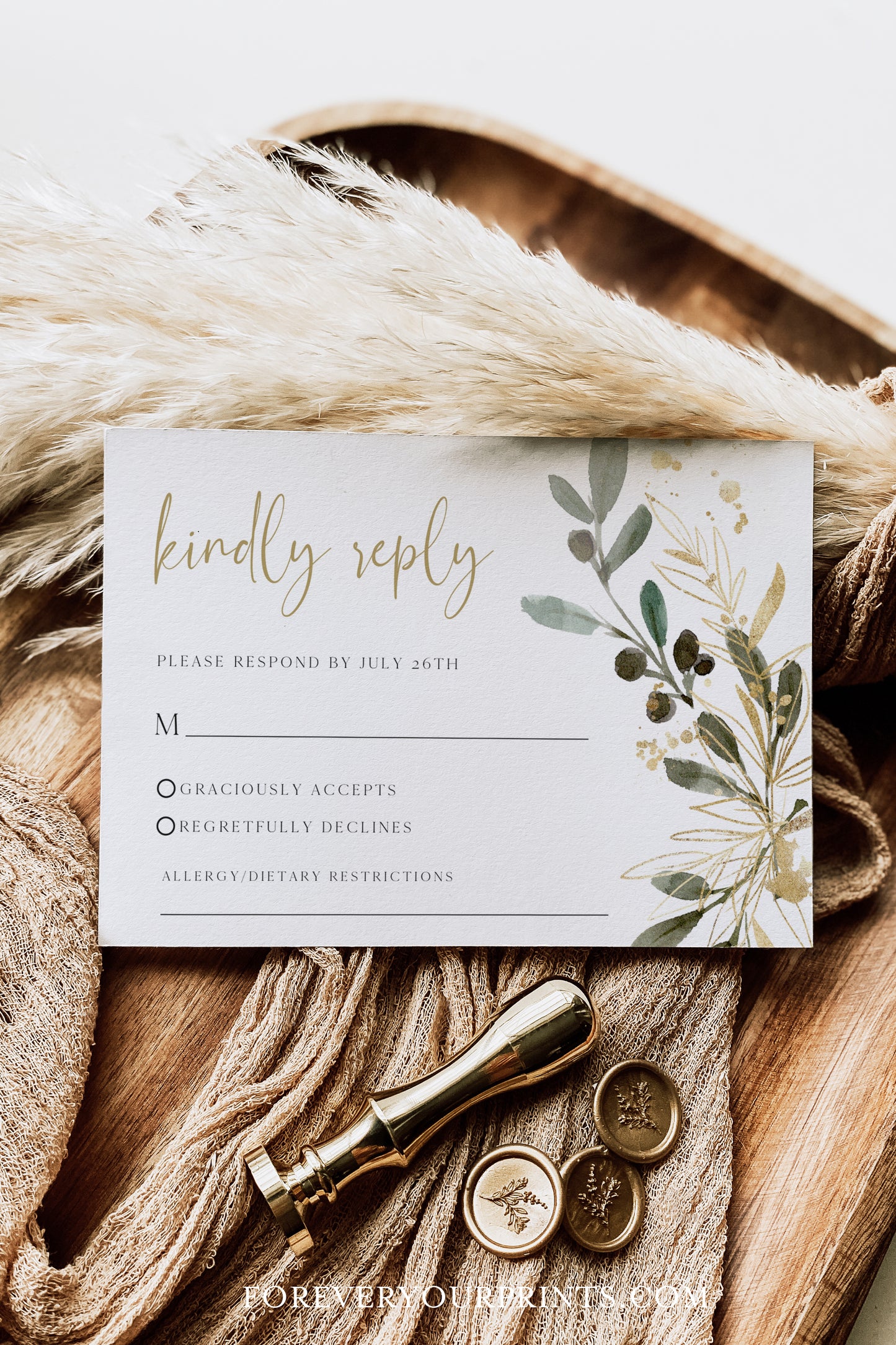 Eucalyptus Wedding RSVP Reply Card | www.foreveryourprints.com