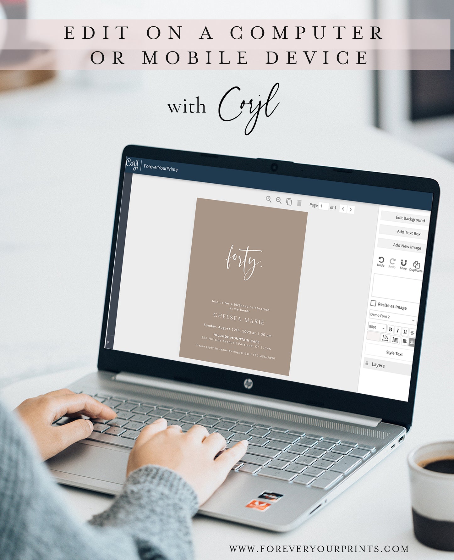 Minimalist 40th Birthday Invitation | www.foreveryourprints.com