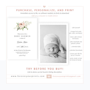 Floral Baby Shower Invitation | www.foreveryourprints.com