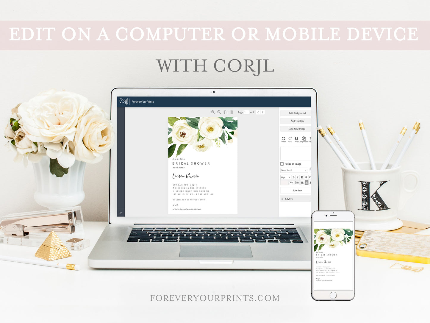 Greenery Bridal Shower Invitation | www.foreveryourprints.com