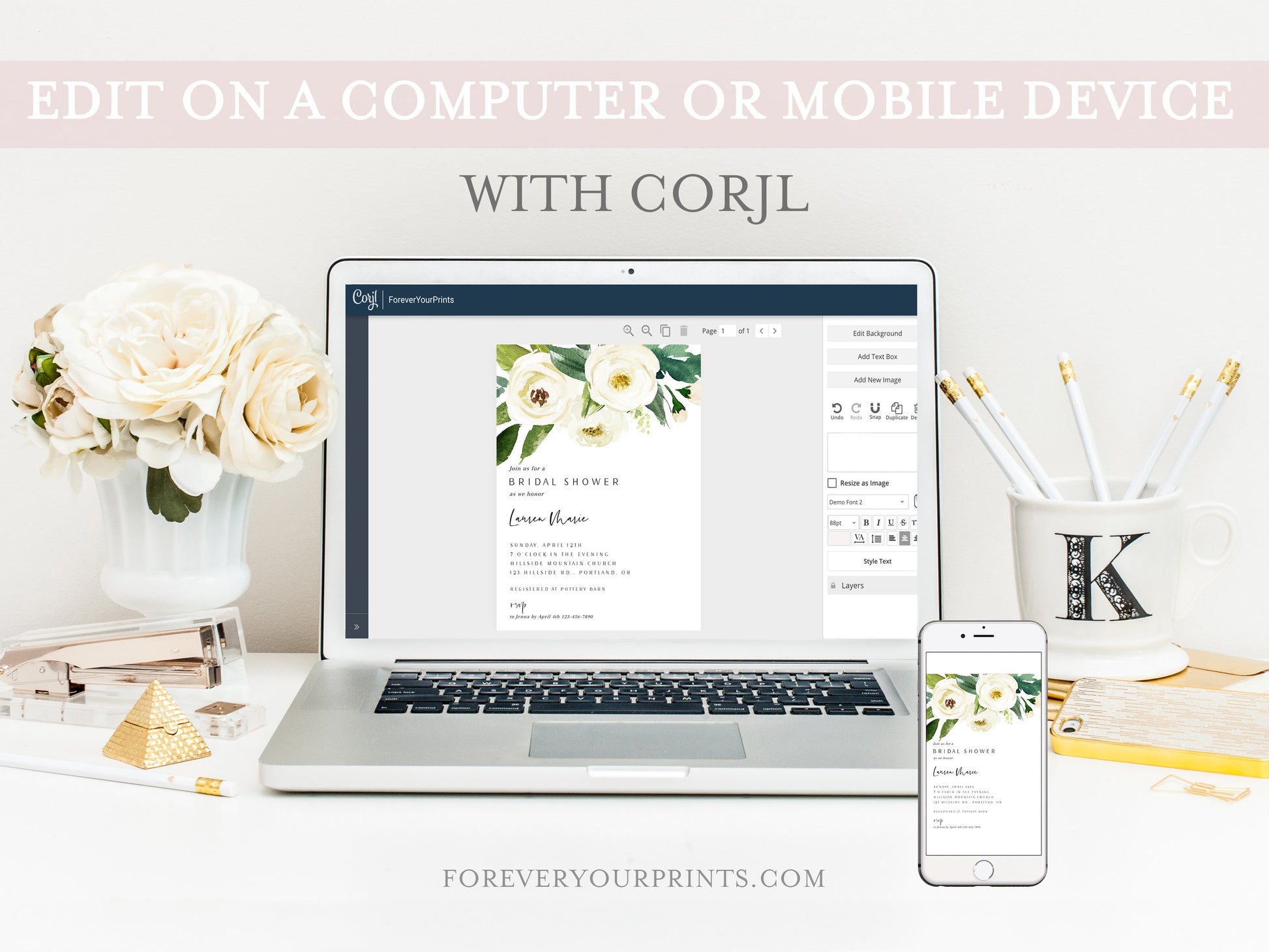 Greenery Bridal Shower Invitation | www.foreveryourprints.com