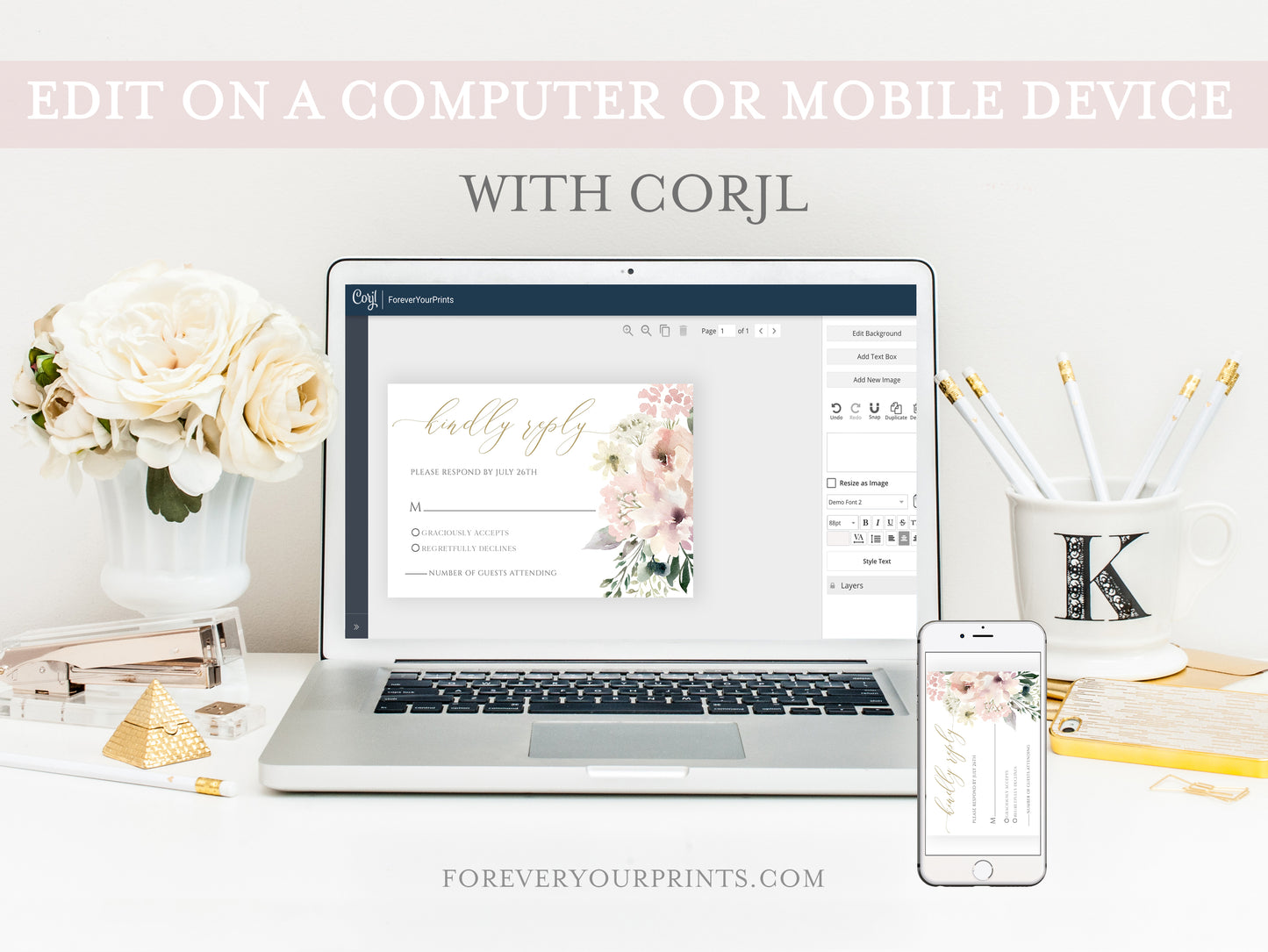 Floral RSVP Reply Card | www.foreveryourprints.com