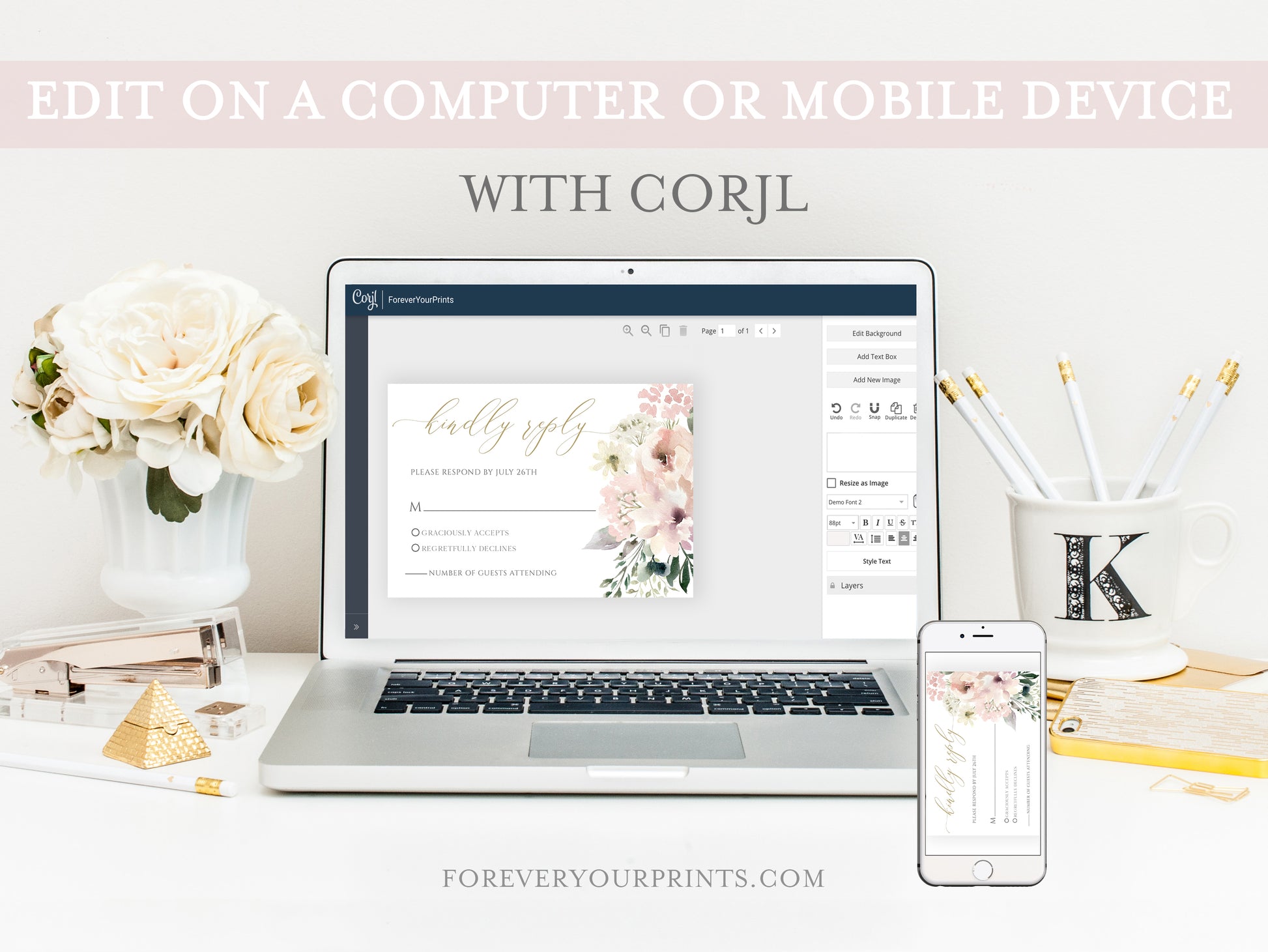 Floral RSVP Reply Card | www.foreveryourprints.com