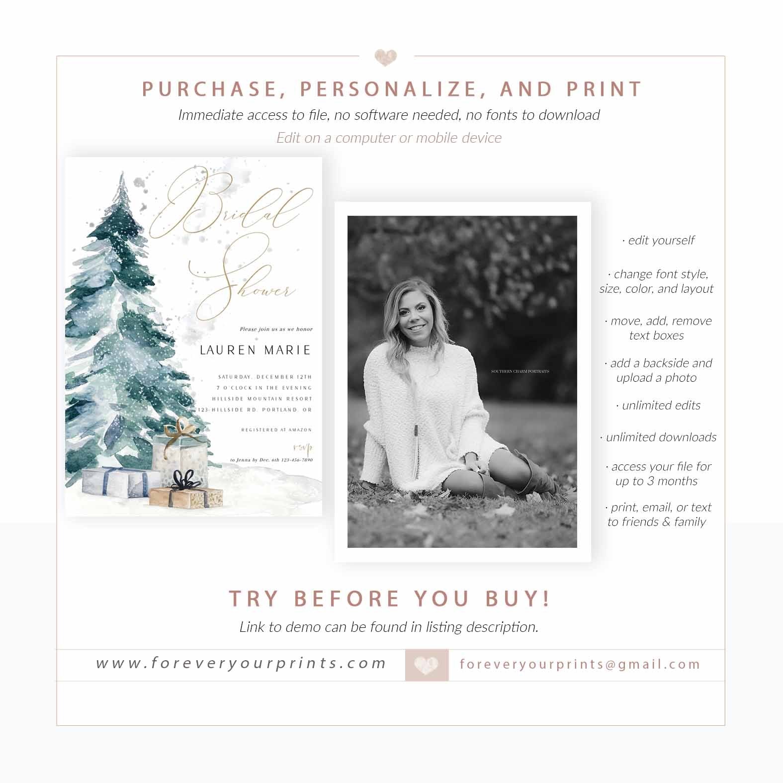 Christmas Bridal Shower Invitation | www.foreveryourprints.com