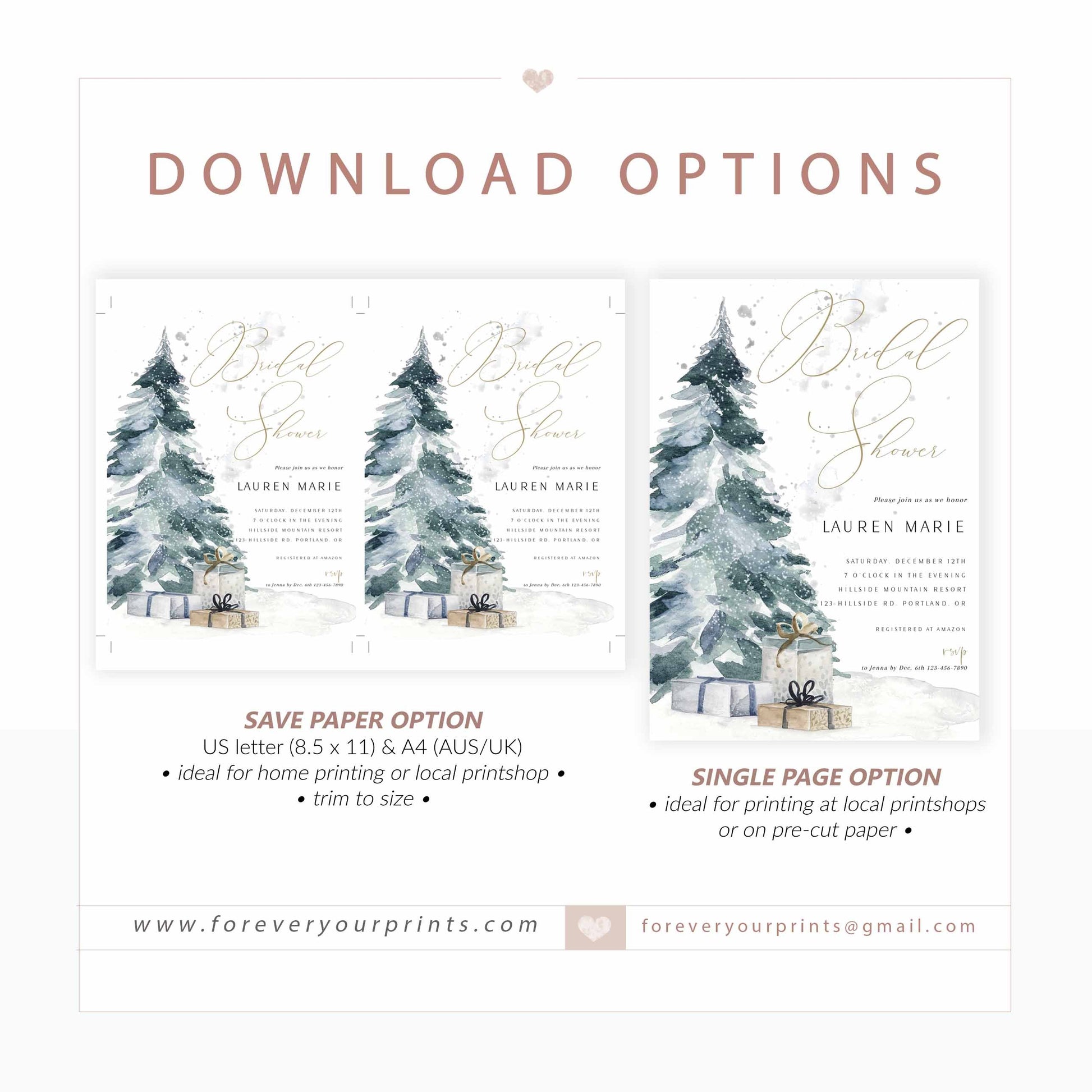 Christmas Bridal Shower Invitation | www.foreveryourprints.com