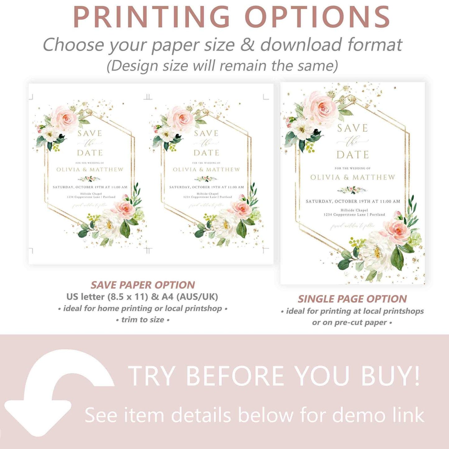 Floral Save The Date Invitation | www.foreveryourprints.com