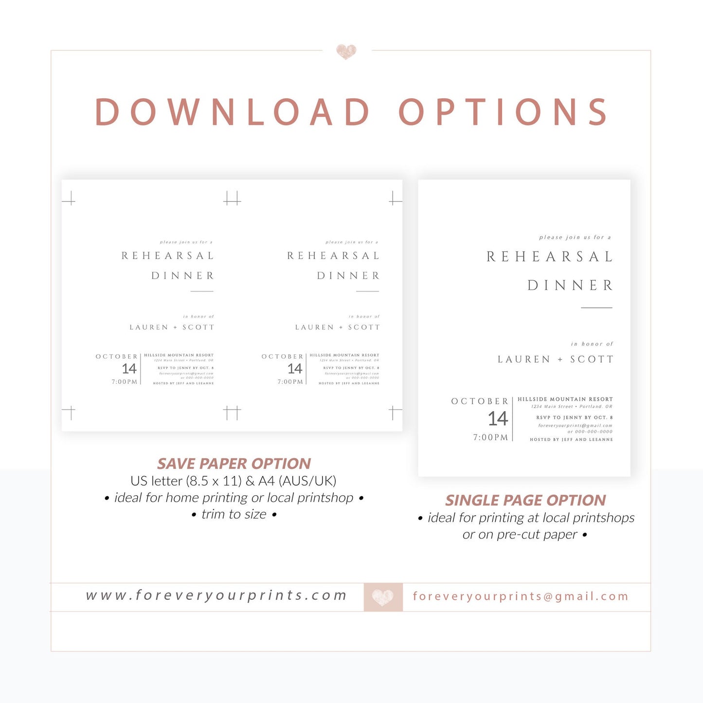 Minimalist Rehearsal Dinner Invitation | www.foreveryourprints.com